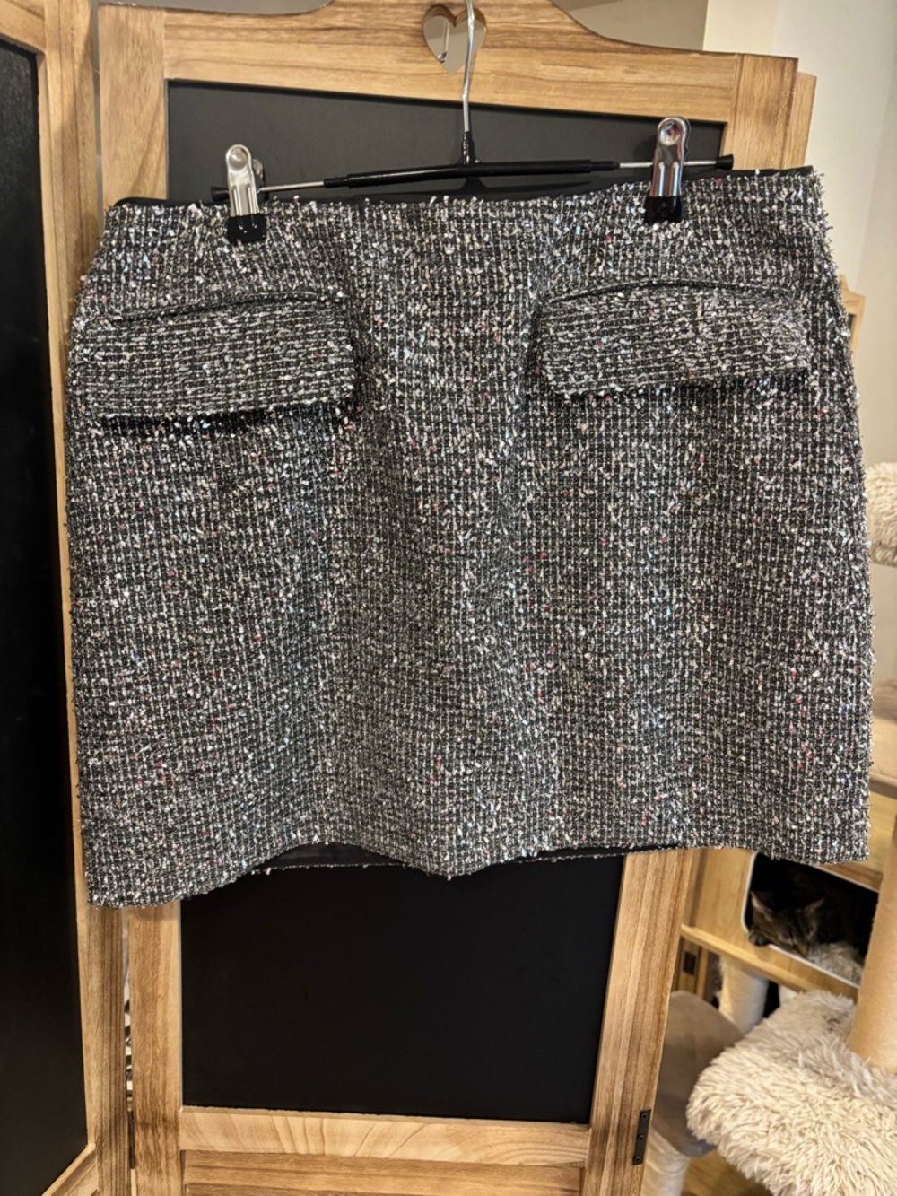 Banana Republic Black and Gray Tweed Mini Skirt with Flap Pockets